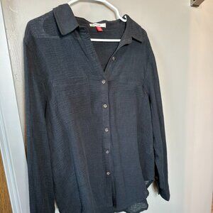 Marine Layer Reese Doublecloth Button Down - Black